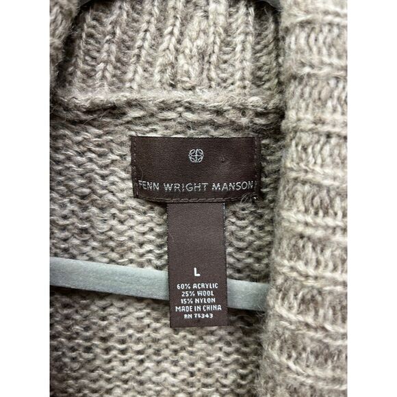 Fenn Wright Manson Sweater Womens size Large tan wool blend open front cardigan - Picture 3 of 4